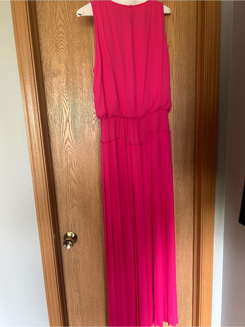 BCBG Hot Pink Sleeveless Blouson Maxi Dress